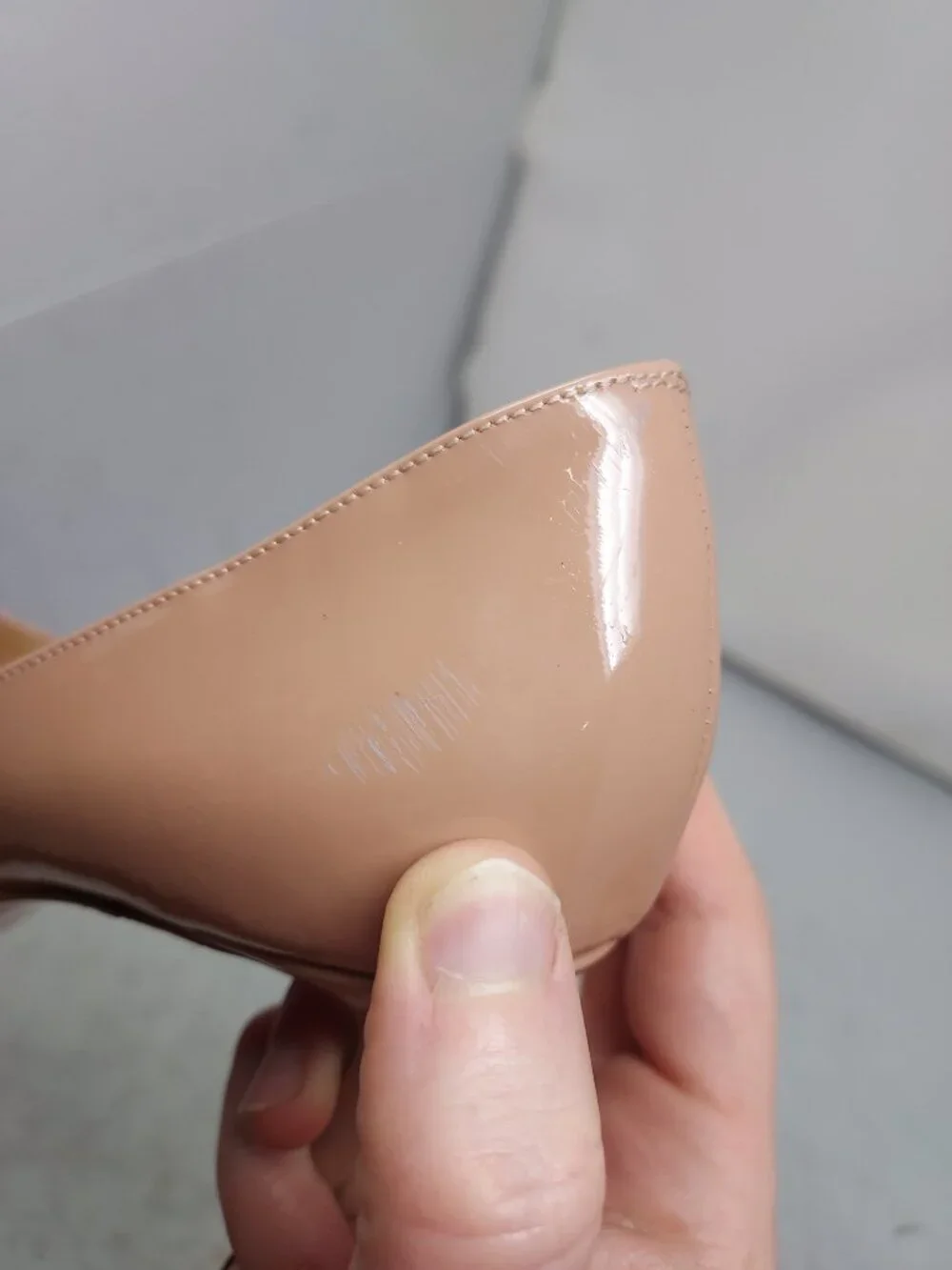 Christian Louboutin Very Prive Patent Nude Peep Toe Pump